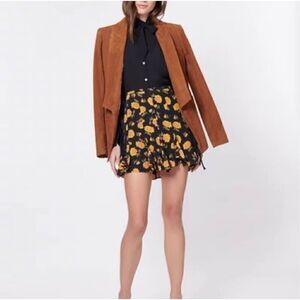 Veronica Beard Weller Floral-print Flounce Mini Skirt in Black Multi Women’s 2